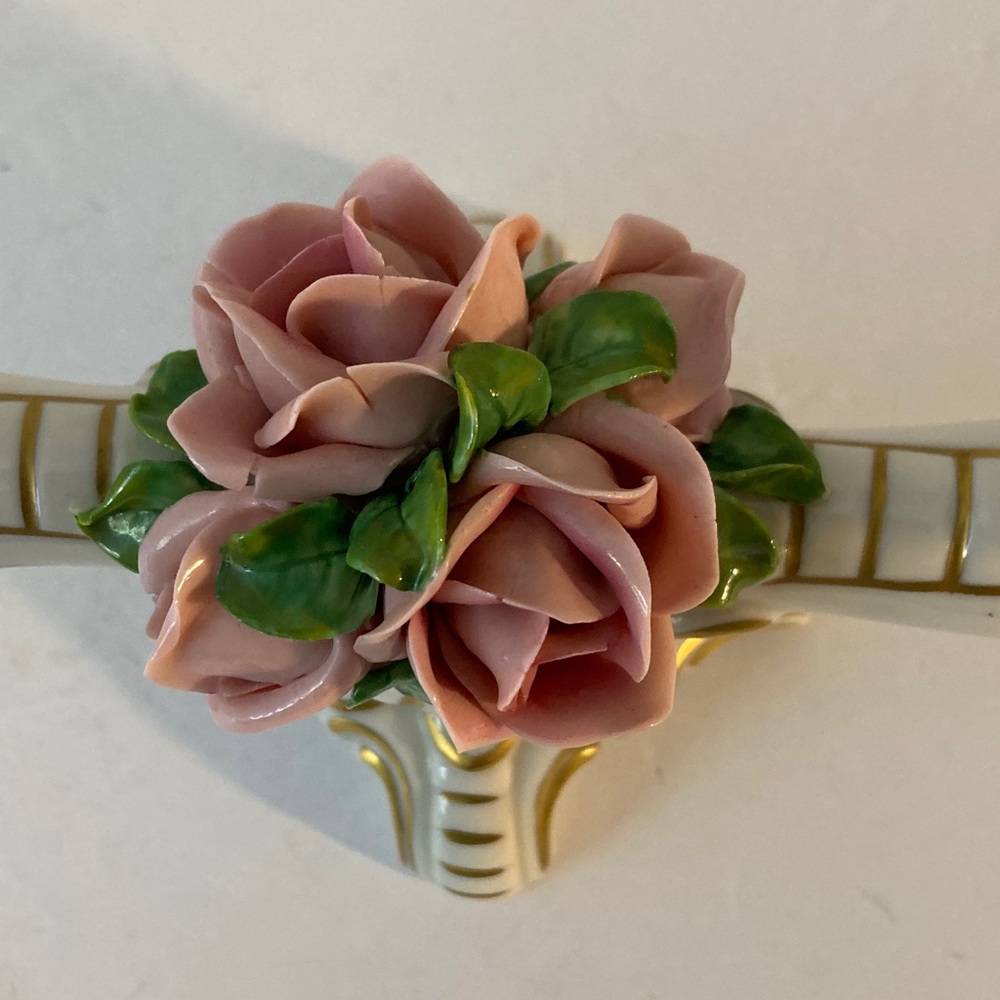 Dresden vintage Elegant Gold and Pink Floral Candle Holder - Picture 2 of 5